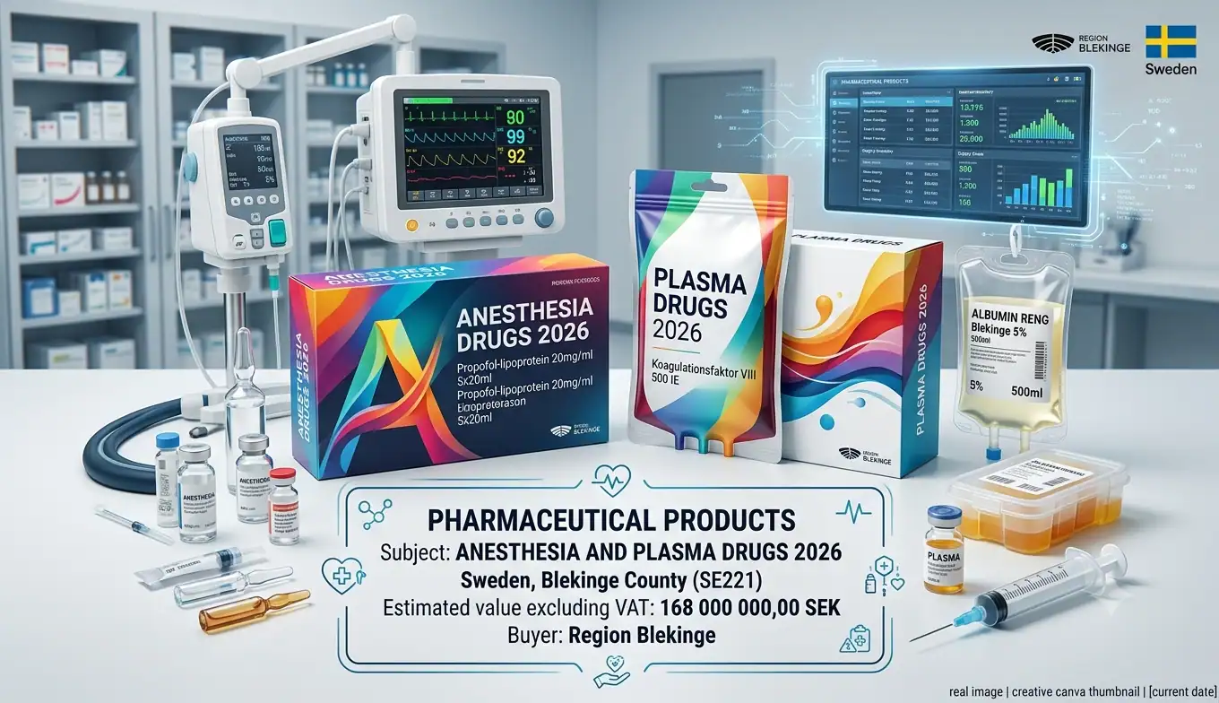 Nineteen Pharmaceutical Suppliers Secure Positions in 3.19 Billion SEK Swedish Anesthesia and Plasma Medicines Framework Agreement