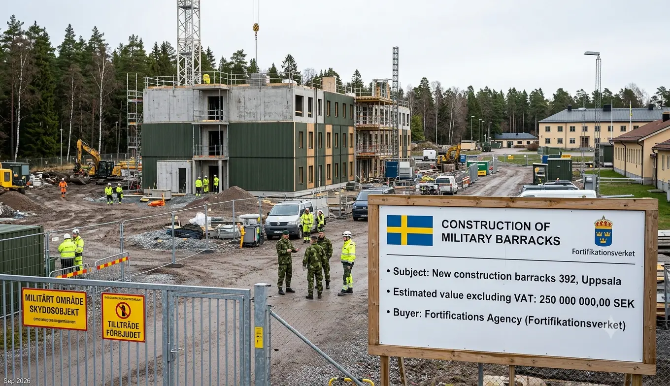 Sweden Awards SEK 172 Million Contract for New Military Barracks at Uppsala Garrison